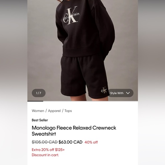 Monologo Calvin Klein Fleece Relaxed Crewneck Sweatshirt - Picture 7 of 12